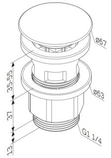 Донный клапан для раковины Am.Pm нажимной с переливом чёрный матовый F0700P22